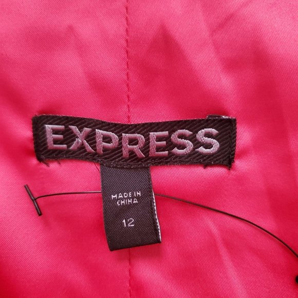 EXPRESS Women's Sweetheart Neckline Ruched Bodice Hot Pink Mini Dress Size 12 - Picture 7 of 13